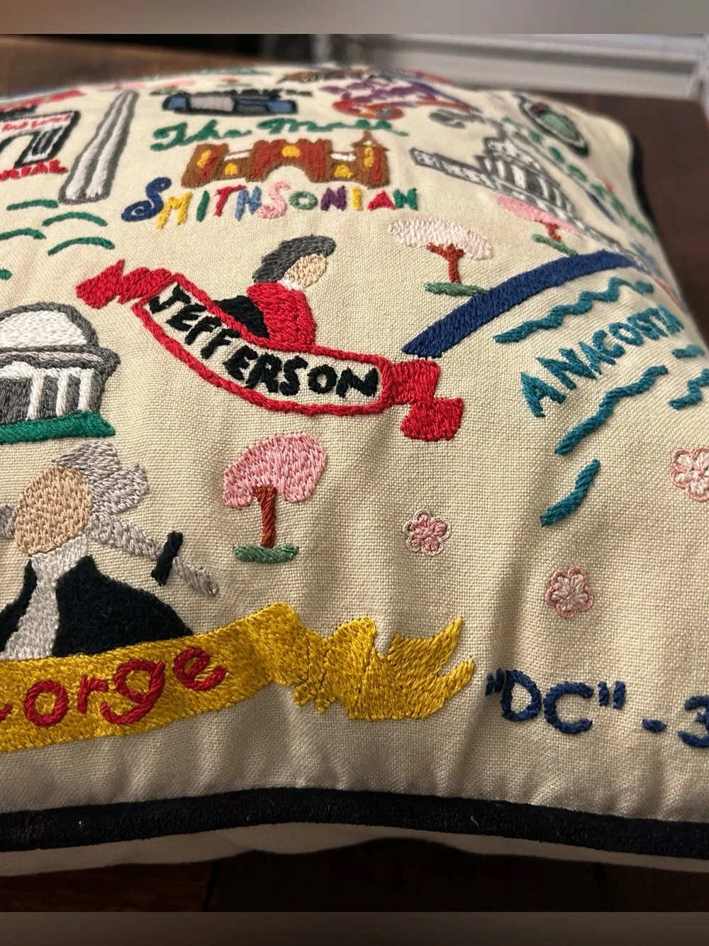Cat Studio Hand Embroidered Washington D.C. Pillow